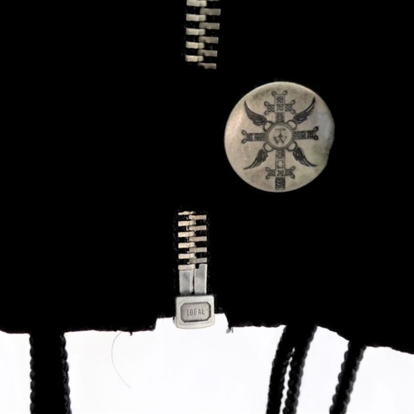 SiLK Thomas Wylde Black Jacket Coat Designer Etched Silver Hardware Snap Zip 6 - Picture 5 of 8